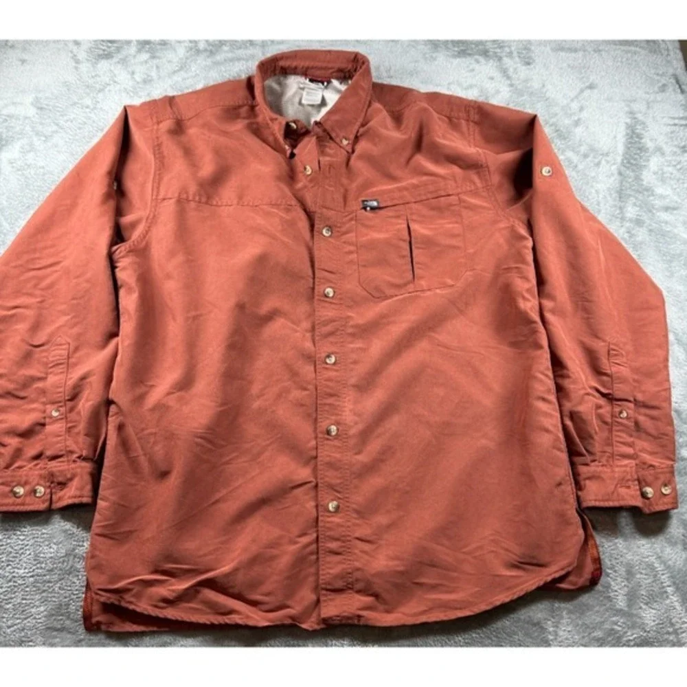 The North Face Men's Button Front L Shirt Rust Brown Mesh Lined Outdoor L